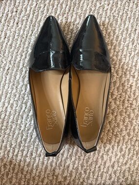 Franco Sarto Black Patent Pointed Loafers
